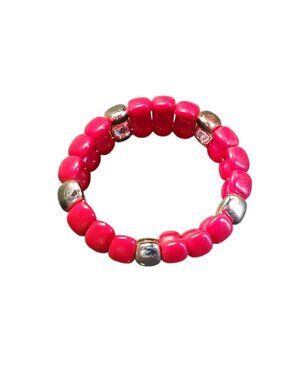 Natural Red Coral Irregular Cylinder Beads Bracelet 3''